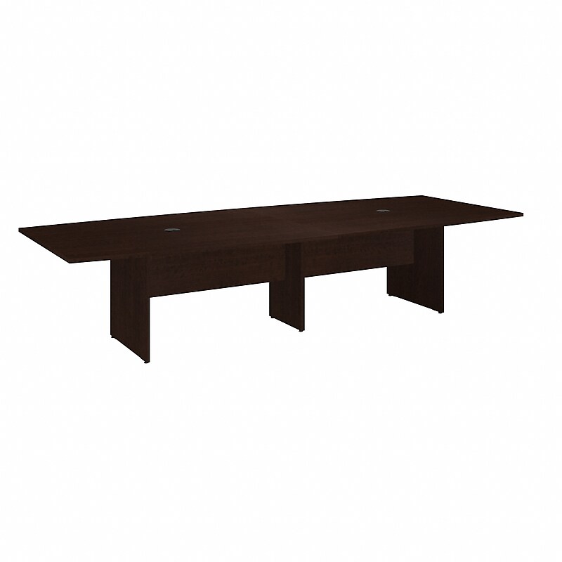 Bush Business Furniture 120W x 48D Boat Shaped Conference Table with Wood Base, Mocha Cherry (99TB12048MRK) image 1