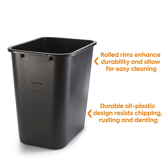Coastwide Professional™ Indoor Trash Can Without Lid, Black Soft