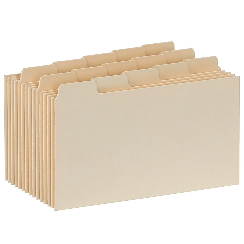 Oxford Index Card Guides with Blank Tabs, 1/5-Cut Tabs, 3" x 5", Manila, 100/Pack (40352) image 1