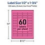 Avery Laser/Inkjet Rectangle Multipurpose Labels, 0.5" x 1.75", Bright Pink, 1200/Pack (94204)~#|#~1501C8A7-52EE-4947-87DA0F153BAAF8EB_sc7