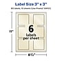Avery Laser/Inkjet Square Pearlized Labels, 3" x 3", Ivory, 60 Labels/Pack (94101)~#|#~150CC953-18D3-4057-A2C269F380034CA6_sc7