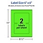 Avery Laser/Inkjet Multipurpose Rectangle Labels, 4" x 6", Neon Green, 80/Pack (94278)~#|#~1516C75F-EA9A-46C4-BB1CE1EC2F81ABD3_sc7