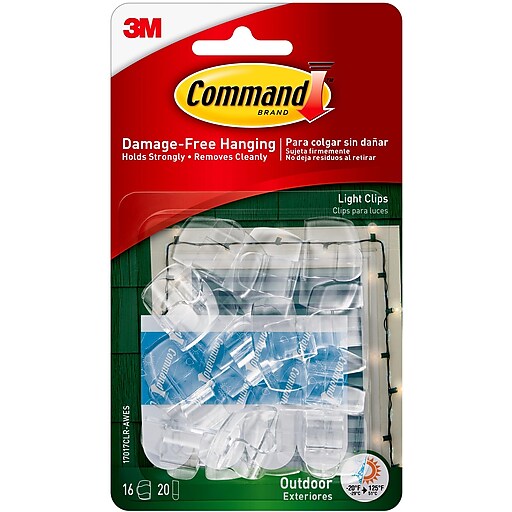 Command Outdoor Light Clips, Clear, Damage Free Decorating, 16 Clips and 20 Command  Strips 17017CLR-AW - The Home Depot