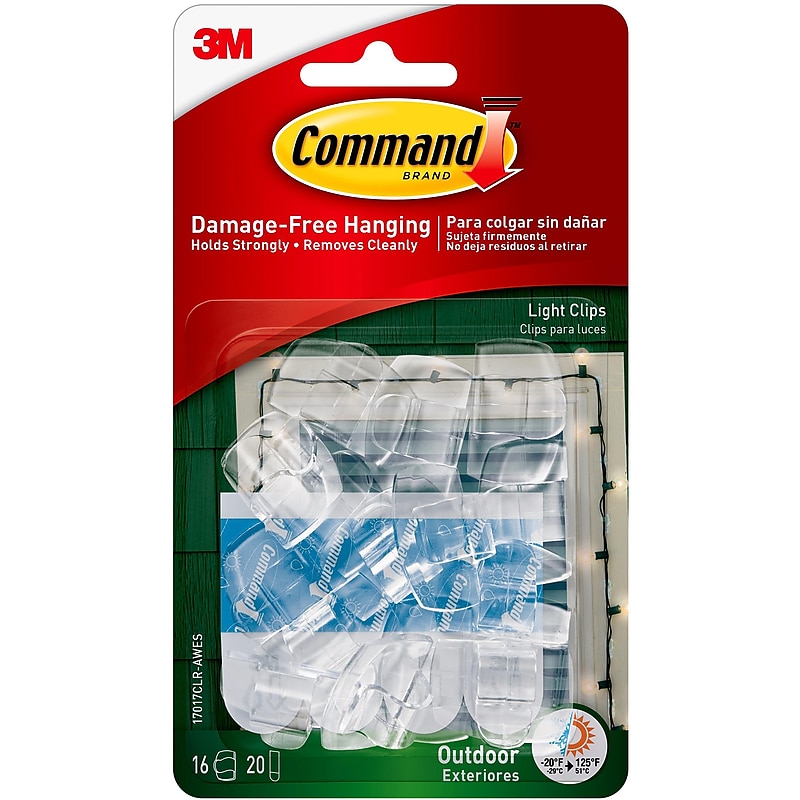 Command Small Cord & Light Clips, Clear, 16/Pack (17017CLR-AWES) image 1