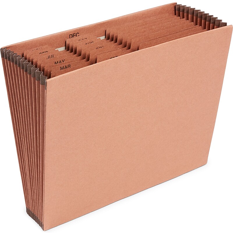 Staples Heavy Duty Reinforced Accordion File, Monthly Index, 12-Pocket, Letter Size, Brown (595369) image 1