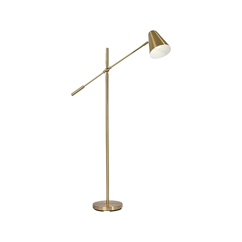 OttLite Archer 55.5" Satin Brass Floor Lamp with Cone Shade (L1604BS9-SHPR) image 1