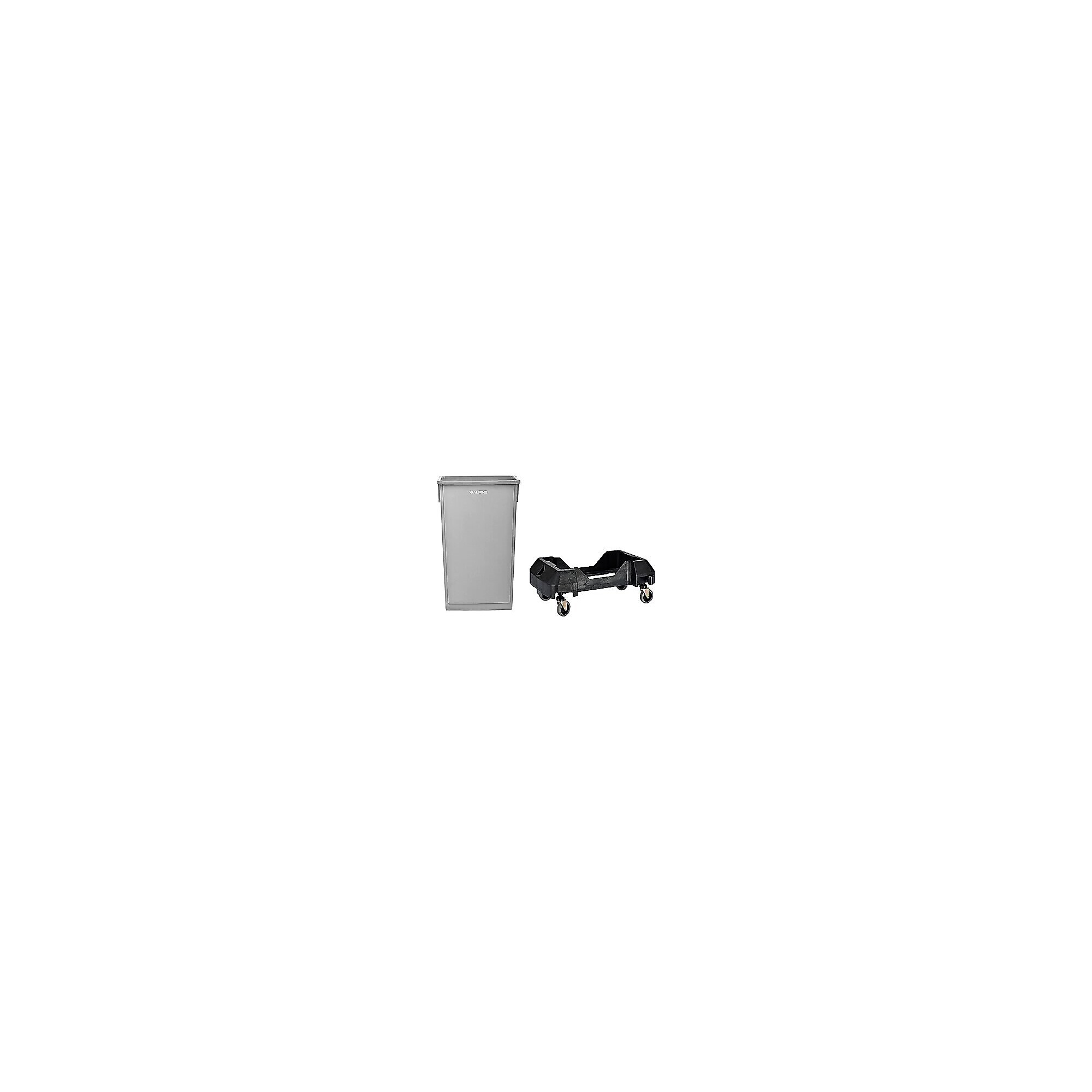 Alpine Industries Plastic Trash Can and Dolly, 23 Gallon, Gray (ALP477-GRY-PKD) Sansujyuku sansujyuku.com