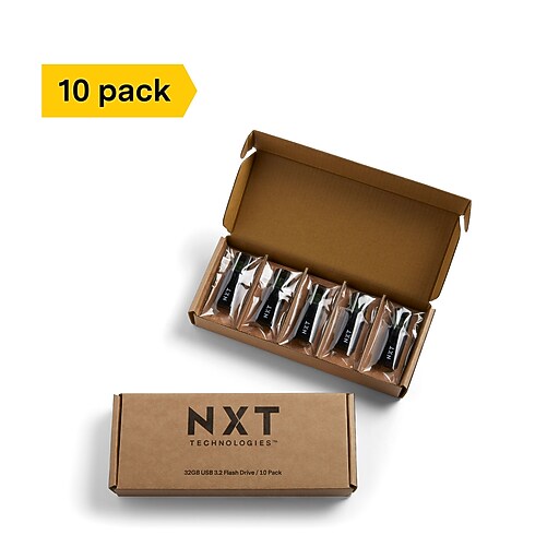 NXT Technologies™ 32GB USB 3.2 Type A Flash Drive, Black, 10/Pack (NX61135) Staples