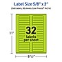 Avery Laser/Inkjet Multipurpose Rectangle Labels, 5/8" x 3", Bright Green, 2560/Box (94214)~#|#~152D6B7D-5E8F-4806-812DB71107F4CCFF_sc7