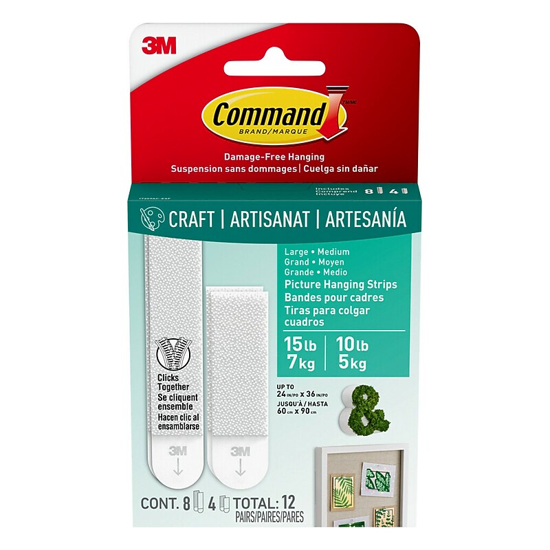 Command Assorted Hanging Strip, White, 12/Pack (17209-CFTES) image 1
