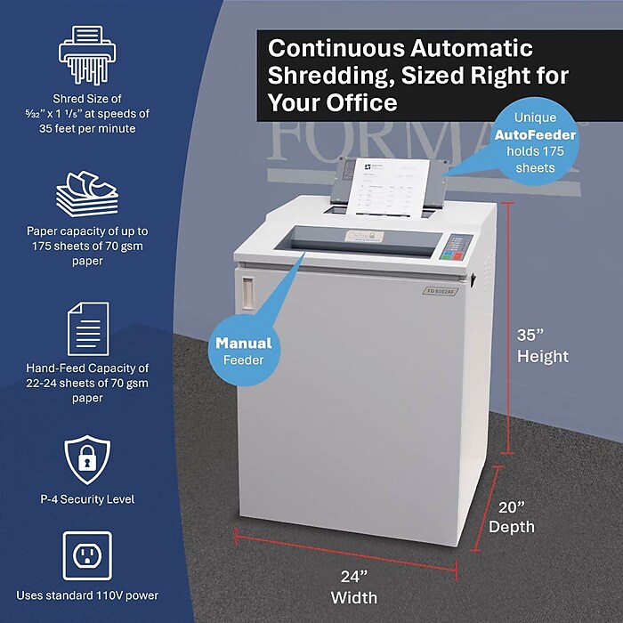 Formax OnSite FD 8502AF 24-Sheet AutoFeed Cross-Cut Commercial