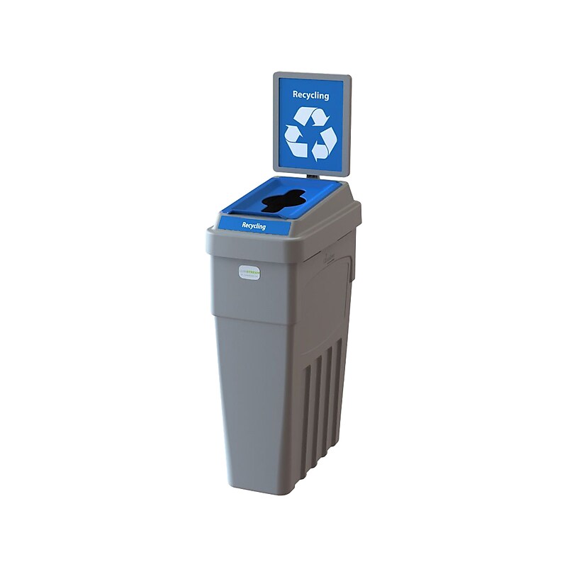 CleanRiver LeanStream Plastic Single-Stream Recycling Station, 23 Gallon, Gray (LS1B-005) image 1