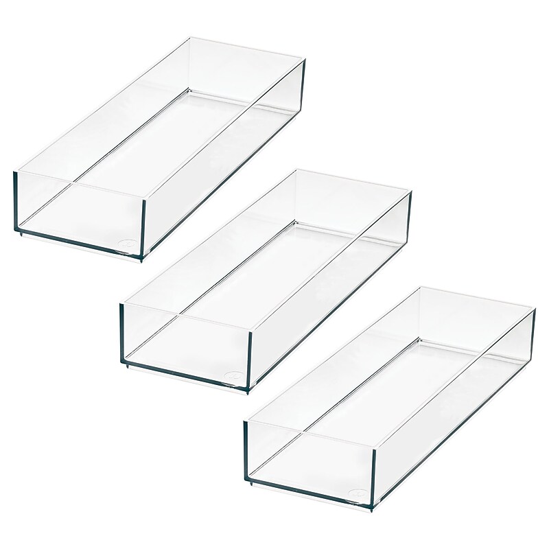 iDESIGN 3-Piece Plastic Drawer Organizer, Clear (29093M3) image 1