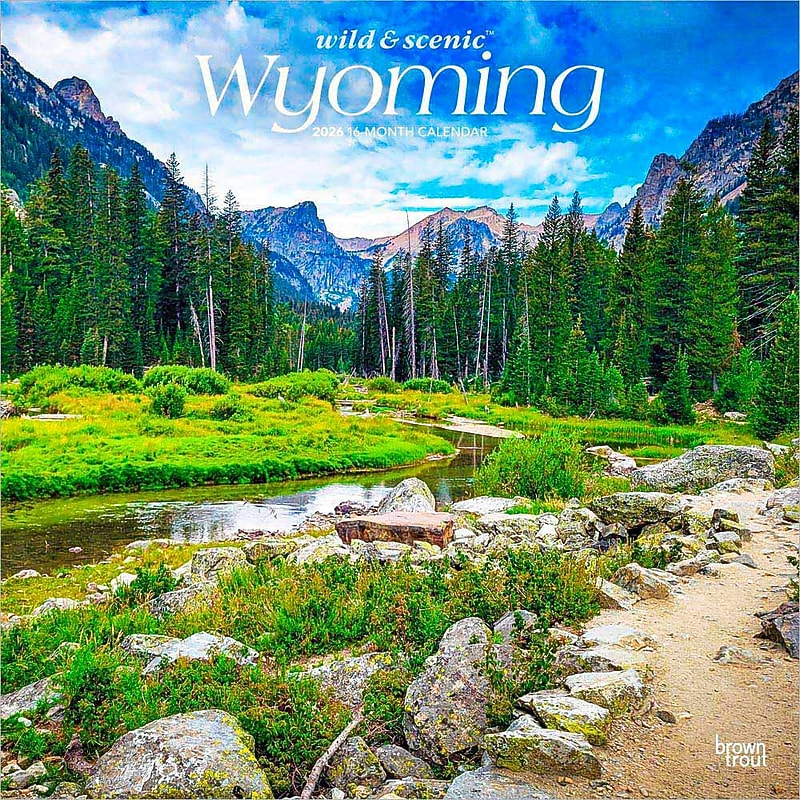 2026 BrownTrout Wyoming Wild & Scenic 12" x 12" Monthly Wall Calendar (9798330706426) image 1