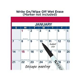 2024 AT-A-GLANCE 16" x 12" Yearly Wet-Erase Wall Calendar, Reversible, Red (PM330B-28-24)