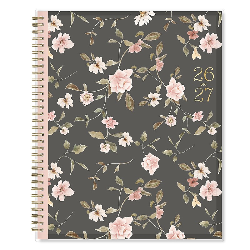 2026-2027 Blue Sky Brooke Charcoal 8" x 11" Academic Year Weekly & Monthly Planner, Plastic Cover, Gray (157581) image 1