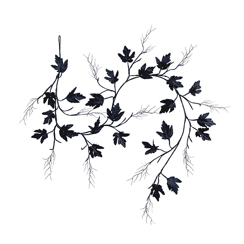 Nearly Natural Pre-Lit Artificial Halloween Black Maple Garland, 6.5' (W1380) image 1