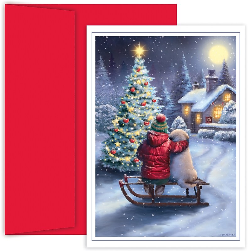 Masterpiece Studios Holiday Collection Best Friends Christmas Cards with Red Envelopes, 7.8" x 5.6", 16/Pack (881200) image 1