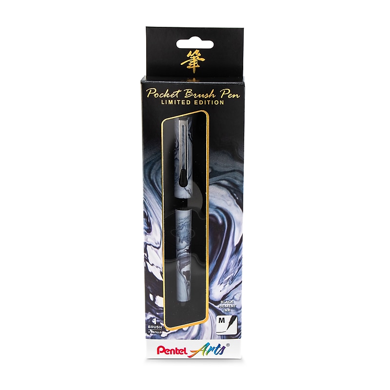 Pentel Arts Limited Edition Refillable Pocket Brush Pen, Marble Wrap (PTAGFKP3F1BPA) image 1