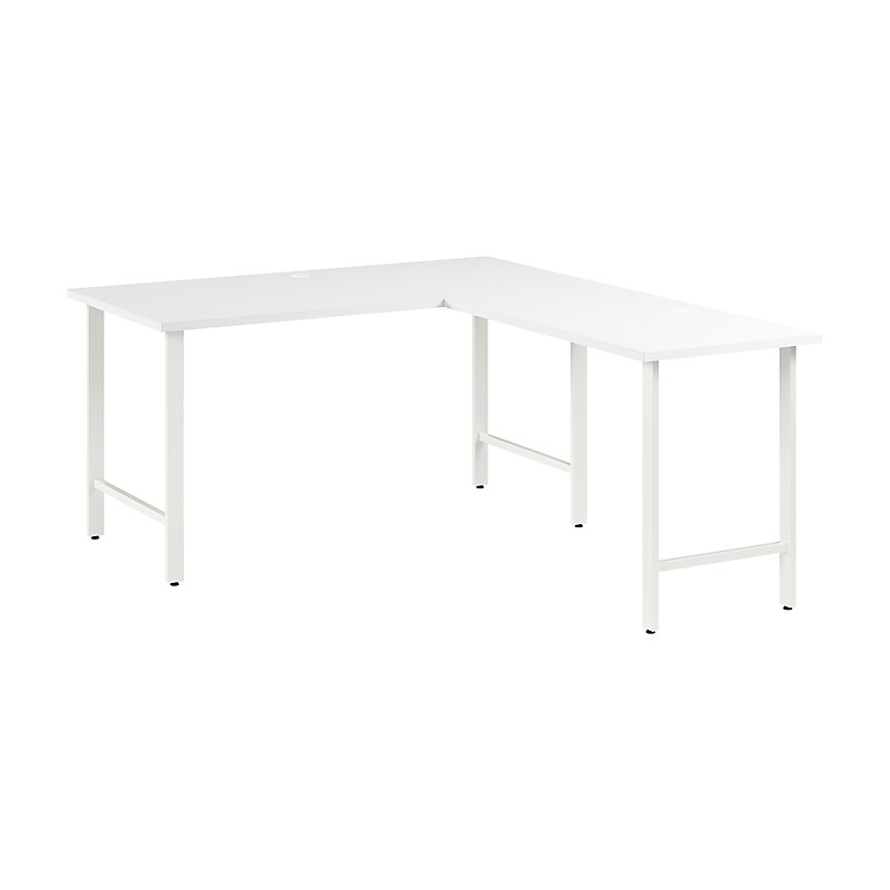 Bush Business Furniture Hustle 60"W L Shaped Computer Desk with Metal Legs, White (HUS003WH) image 1