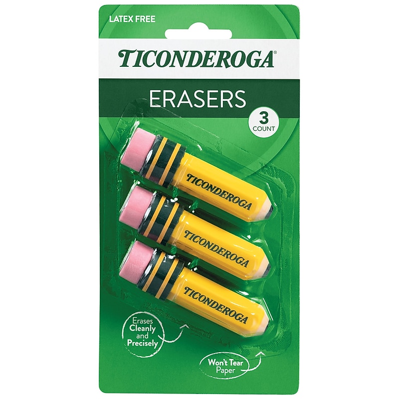 Ticonderoga Pencil Shaped Stick Erasers, 3/Pack (38953) image 1