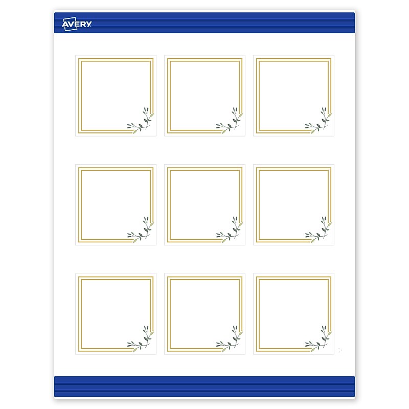 Avery Gold Double Border with Florals Matte Blank Card, White, 90/Pack (S00-DMY) image 1