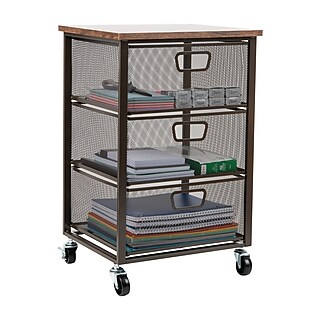 Supporto Per Stampante Baroni Home Con 3 Scomparti: Organizer Per Carta A4 E A3, Struttura In MDF 37x47x21 Cm, Nero, Facile Da Montare