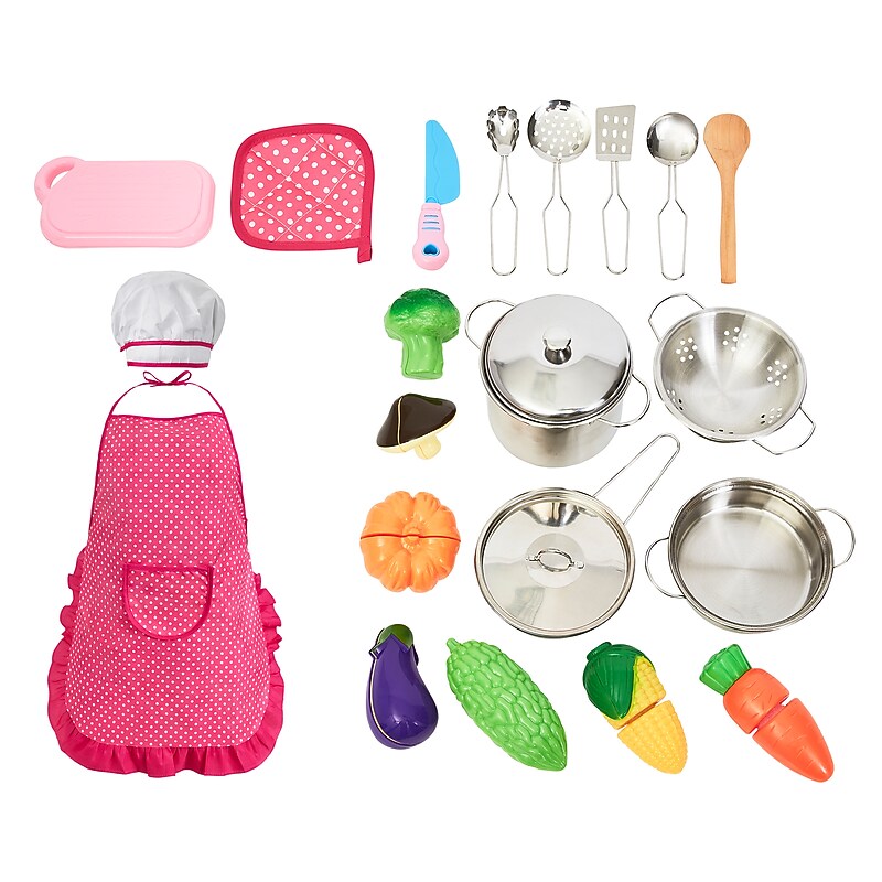 Hey! Play! 23-Piece Kitchen Playset with Storage Bin, Pink (80-PP170014) image 1