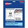 Avery Laser/Inkjet Multipurpose Labels, 4" x 1.3333", Glossy Clear, 1400/Box (94206)~#|#~15A32296-E153-49D1-8A5ACB32D9D7969F_sc7
