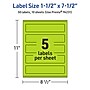 Avery Laser/Inkjet Multipurpose Rectangle Labels, 1.5" x 7.5", Bright Green, 50/Pack (94231)~#|#~15AA7E39-0310-40DA-8CB496D2A2EB814F_sc7