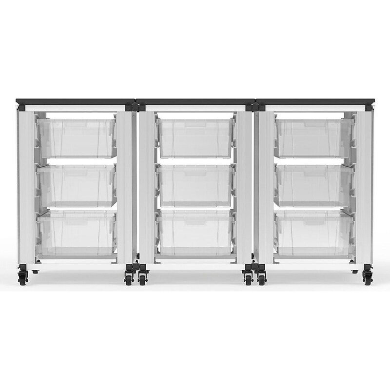 Luxor Mobile 9-Section Modular Classroom Storage Cabinet, 28.75"H x 18.2"D, White (MBS-STR-31-9L) image 1