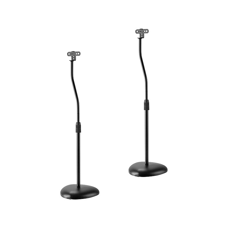 Mount-It! Height-Adjustable Speaker Floor Stand, Black, 2/Pack (MI-1232) image 1