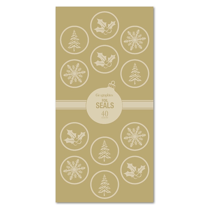 Geographics Holiday Seals, Gold, 40/Pack (50065) image 1