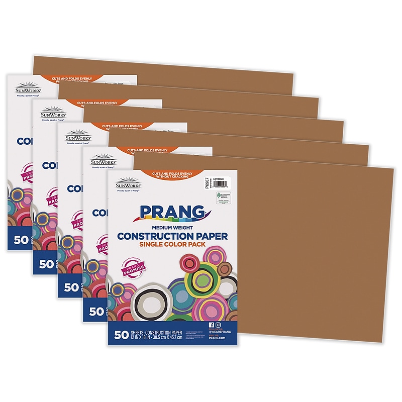Prang 12" x 18" Construction Paper, Light Brown, 50 Sheets/Pack, 5 Packs/Bundle (PAC6907-5) image 1