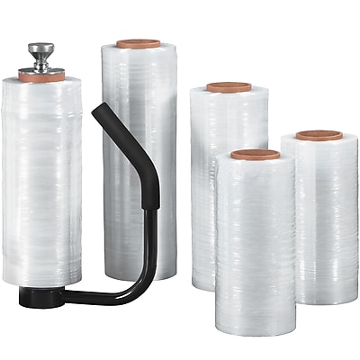 4 Rolls Clear Cast Hand Stretch Wrap, 15" X 2000 Ft X 60 Gauge, Puncture Resistant Shrink Film