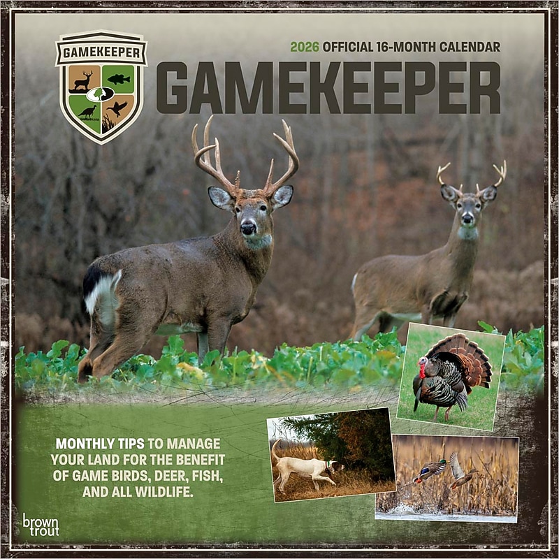 2026 BrownTrout Mossy Oak Gamekeeper 12" x 12" Monthly Wall Calendar (9798330707744) image 1
