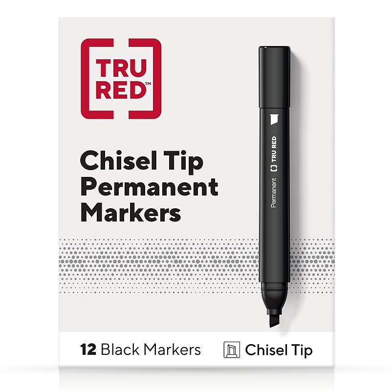 TRU RED™ Tank Permanent Markers, Chisel Tip, Black, 12/Pack (TR54532) image 1