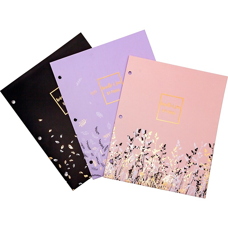 Pukka Pad Rochelle & Jess 3-Hole Punched 2-Pocket Portfolio Folders, Assorted Colors, 6/Pack (9108-ROC) image 1