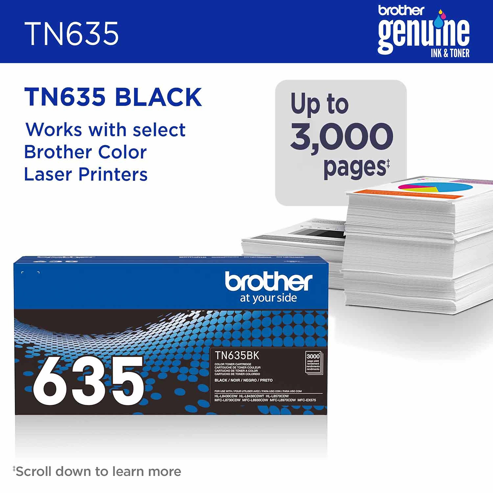 Brother TN635 Standard Yield Black Toner Cartridge, Prints Up to 3,000 Pages (TN635BK) Sansujyuku sansujyuku.com