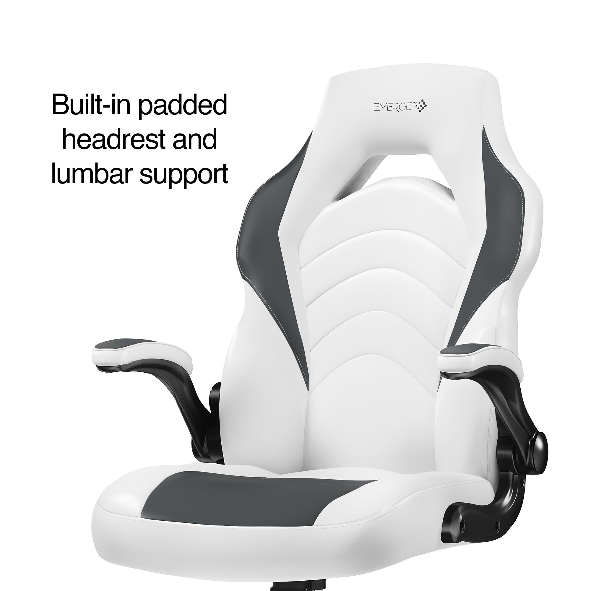 Staples Emerge Vortex Bonded Leather Gaming Chair, White and Gray (52503) Sansujyuku sansujyuku.com