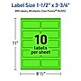 Avery Laser/Inkjet Multipurpose Rectangle Labels, 1.5" x 3.75", Neon Green, 800/Box (94205)~#|#~15DA340F-E22A-4B18-A6761F80DB39A4B1_sc7