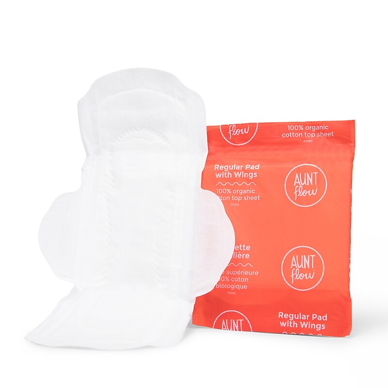 Aunt Flow Organic Pads with Wings, Regular, 500/Case (ATF00125) image 1