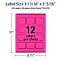 Avery Rectangle Laser/Inkjet Multipurpose Labels, 1-13/16" x 2-3/16", Neon Magenta (960/Box)~#|#~15EA8D5E-B158-4836-88493A47035962F2_sc7