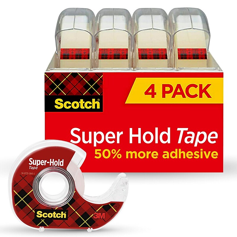 Scotch Super-Hold Invisible Clear Tape Refill, 0.75" x 18.05 yds., 1" Core, Clear, 4 Rolls/Pack (4198) image 1
