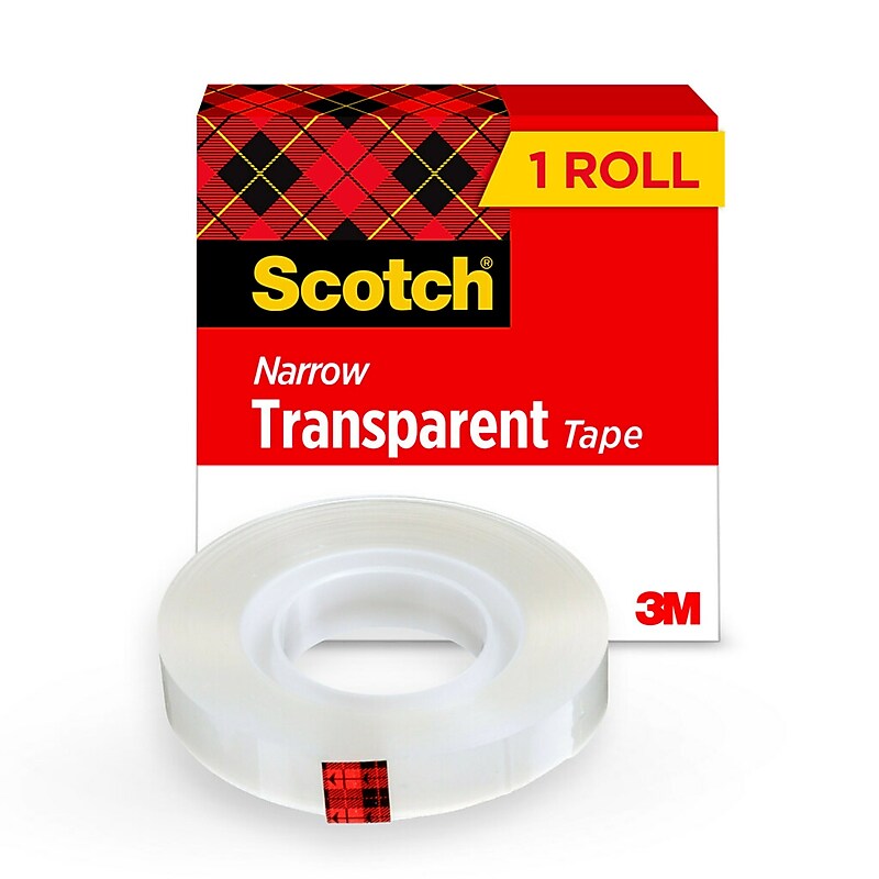 Scotch Transparent Clear Tape Refill, 0.5" x 36 yds., 1" Core, Clear (600-121296) image 1