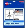 Avery Rectangle Laser/Inkjet Multipurpose Labels, Clear, 4 Labels/Sheet, 100 Sheets/Pack (19479311182)~#|#~15F7CC04-F30E-461E-9BB18104512BD7F6_sc7