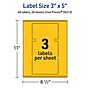 Avery Laser/Inkjet Rectangle Multipurpose Labels, 3" x 5", Bright Yellow, 60/Pack (94213)~#|#~15FEE32D-774B-41F1-B0772CBC4C12859B_sc7