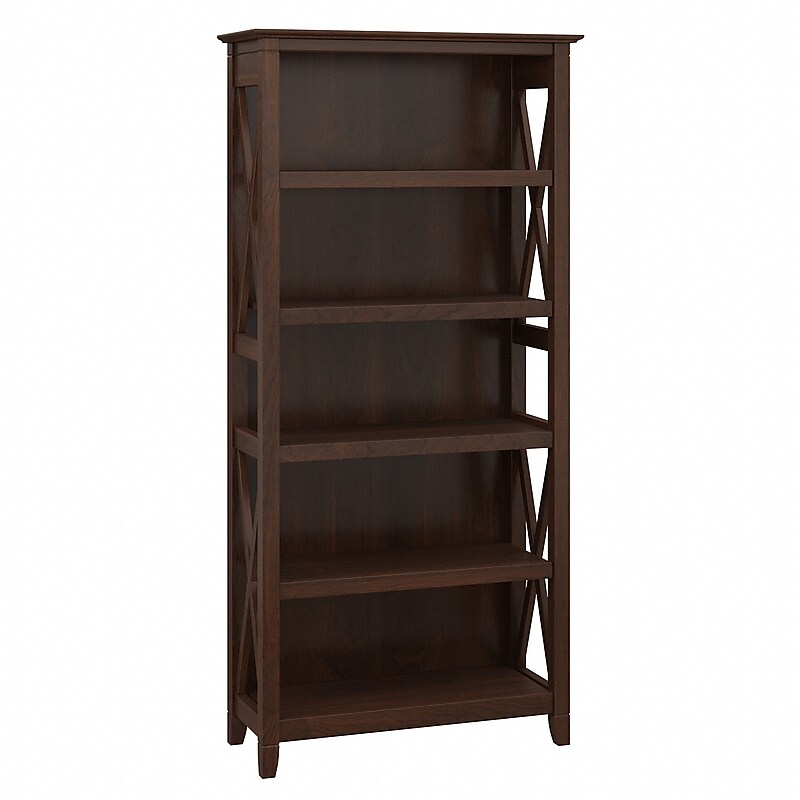 Bush Furniture Key West 66"H 5-Shelf Bookcase with Adjustable Shelves, Bing Cherry Laminate (KWB132BC-03) image 1