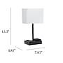 Simple Designs Rectangular Multi-Use 1 Light 15.3" LED Table Lamp with 2 USB Ports and Charging Outlet, Black/White (LT1110-WOB)~#|#~1607E048-6960-4D0B-A0006BC75498FD14_sc7