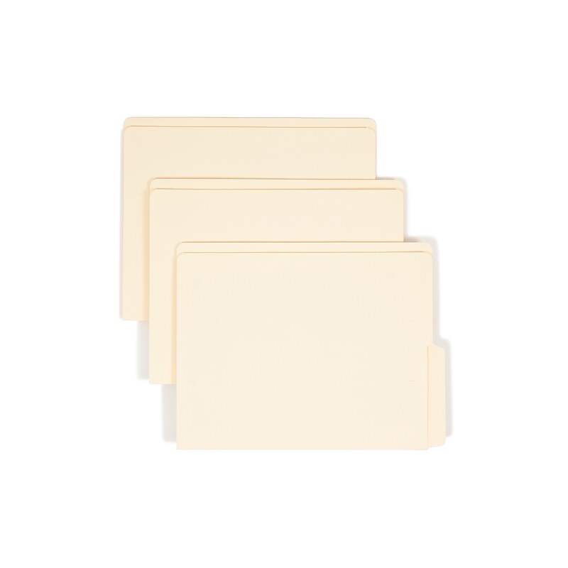 Smead Shelf-Master Reinforced End-Tab 2-Tab File Folders, Bottom Position, Letter Size, Manila, 100/Box (24128) image 1